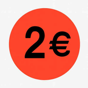 Rouleau d’Étiquettes Promotionnelles 2 €  – Stickers Fluorescents
