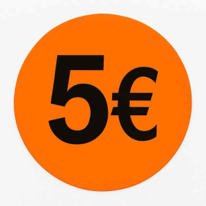 Rouleau Étiquettes 5€  | Sticker Promo ORANGE