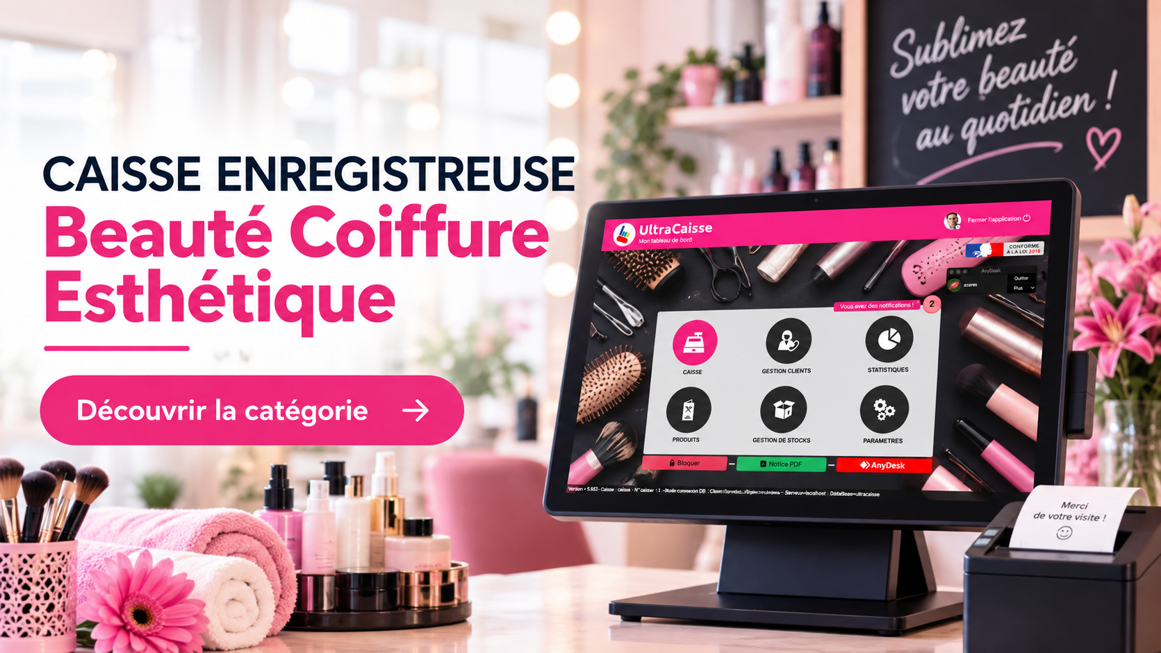 pack de caisse enregistreuse pour institut de beauté, coiffure, esthétique